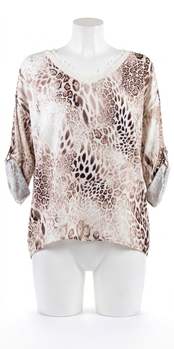 NEW GIGI MODA lara v-neck blouse in beige